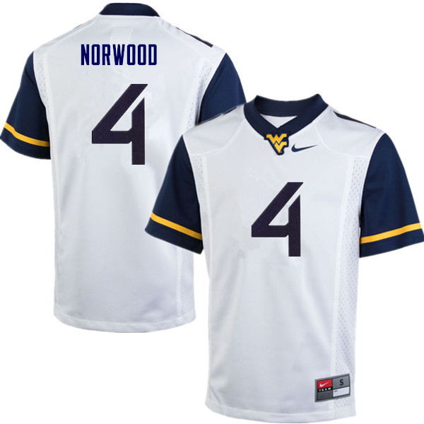 NCAA Men's Josh Norwood West Virginia Mountaineers White #4 Nike Stitched Football College Authentic Jersey GD23Y20JY
